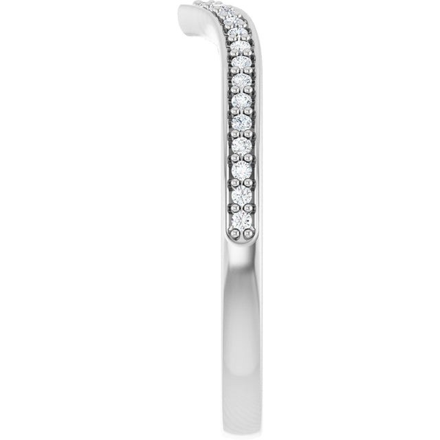 14K Gold Round Natural Diamond V Contour Band - White Gold - view 4