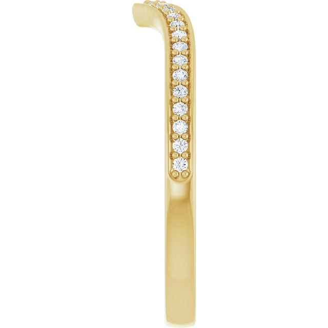 14K Gold Round Lab-Grown Diamond V Contour Band - Yellow Gold - view 4