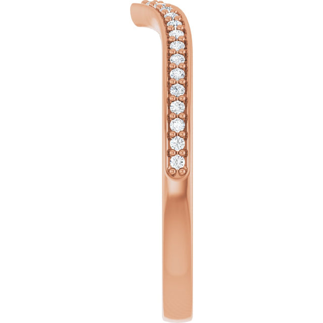 14K Gold Round Lab-Grown Diamond V Contour Band - Rose Gold - view 4