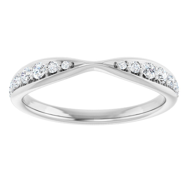 14K Gold Round Lab-Grown Diamond Pinched Contour Band - White Gold - view 3