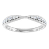 Platinum Round Natural Diamond Pinched Contour Band - view 3