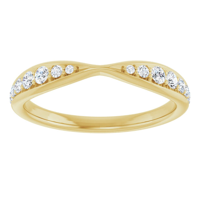 14K Gold Round Lab-Grown Diamond Pinched Contour Band - Yellow Gold - view 3