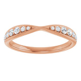 14K Gold Round Lab-Grown Diamond Pinched Contour Band - Rose Gold - view 3