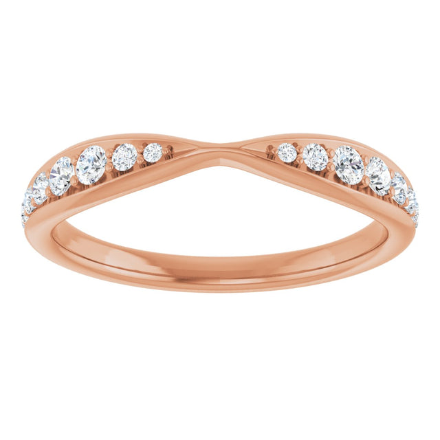 14K Gold Round Lab-Grown Diamond Pinched Contour Band - Rose Gold - view 3