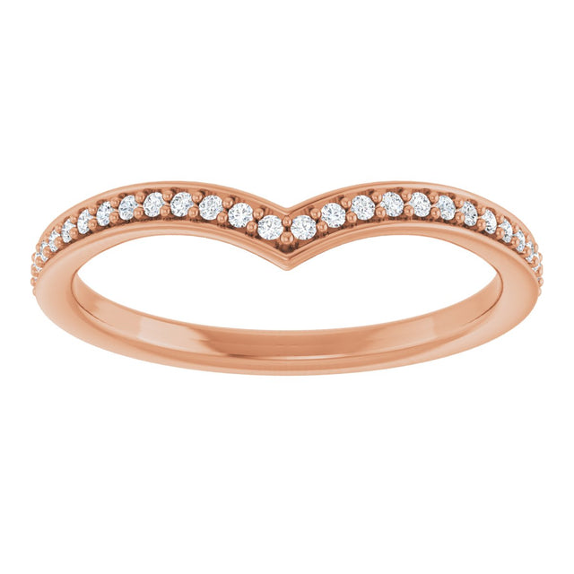 14K Gold Round Natural Diamond V Contour Band - Rose Gold - view 3