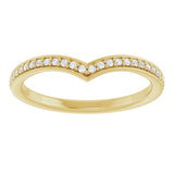 14K Gold Round Natural Diamond V Contour Band - Yellow Gold - view 3