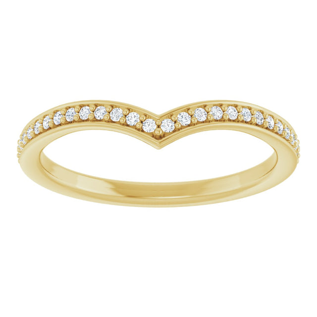 14K Gold Round Natural Diamond V Contour Band - Yellow Gold - view 3