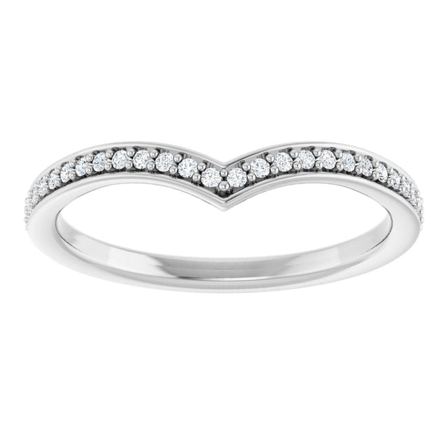 14K Gold Round Lab-Grown Diamond V Contour Band - White Gold - view 3