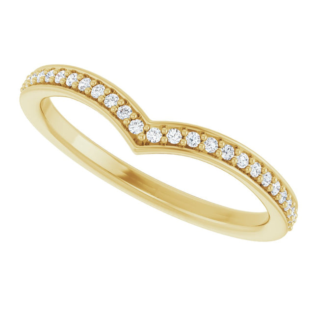 14K Gold Round Natural Diamond V Contour Band - Yellow Gold - view 5