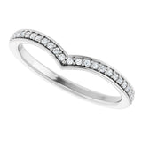 14K Gold Round Natural Diamond V Contour Band - White Gold - view 5