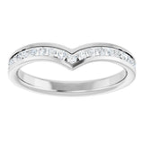 Platinum Round Lab-Grown Diamond Channel-Set V Contour Band - view 3