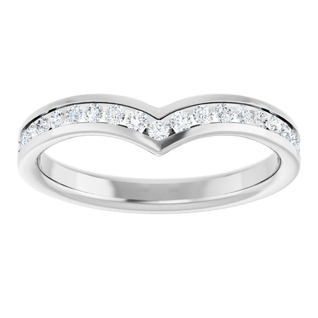 Platinum Round Natural Diamond Channel-Set V Contour Band - view 3