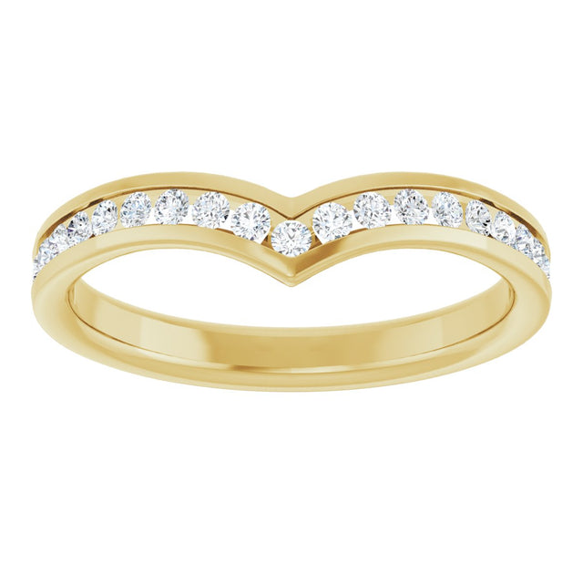 14K Gold Round Lab-Grown Diamond Channel-Set V Contour Band - Yellow Gold - view 3