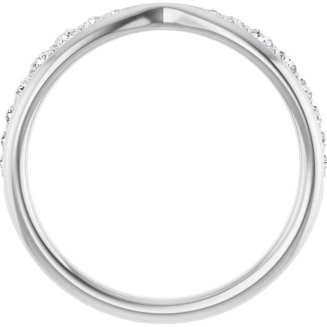 Platinum Round Lab-Grown Diamond Pinched Contour Band - view 2