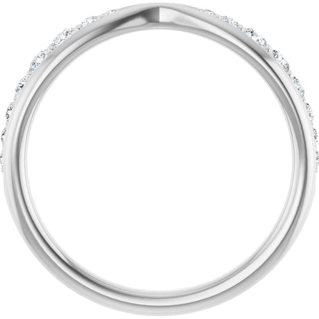 Platinum Round Natural Diamond Pinched Contour Band - view 2