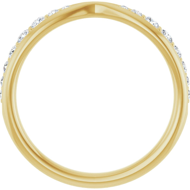 14K Gold Round Lab-Grown Diamond Pinched Contour Band - Yellow Gold - view 2