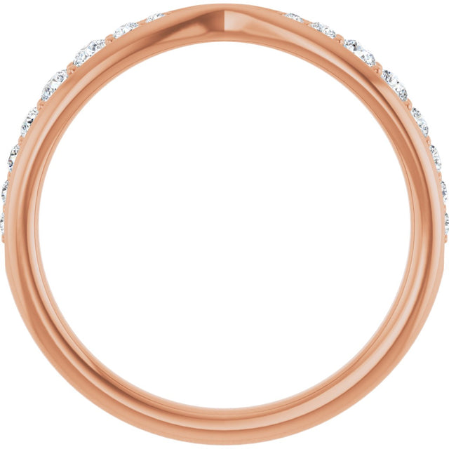 14K Gold Round Lab-Grown Diamond Pinched Contour Band - Rose Gold - view 2
