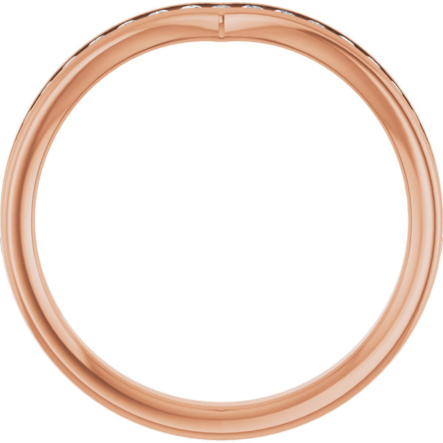 14K Gold Round Lab-Grown Diamond Channel-Set V Contour Band - Rose Gold - view 2