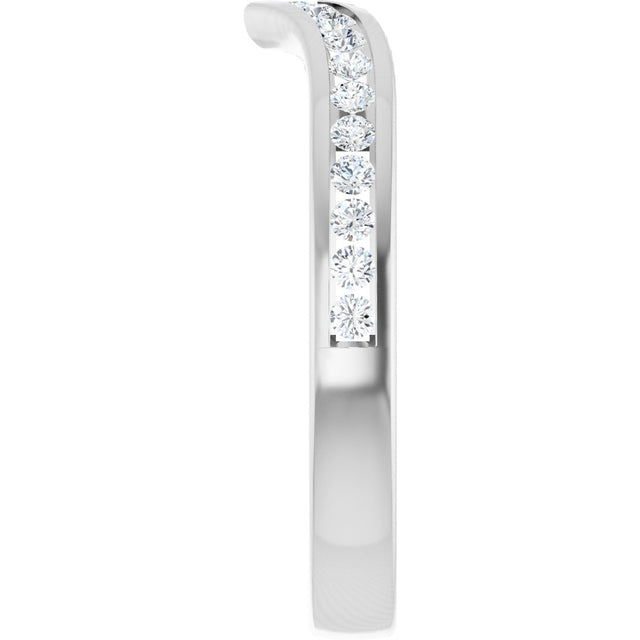 14K Gold Round Lab-Grown Diamond Channel-Set V Contour Band - White Gold - view 4