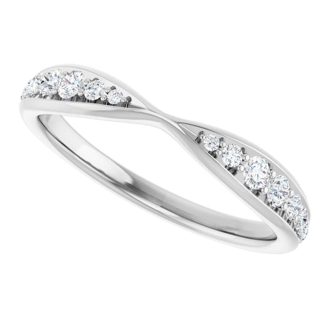 14K Gold Round Lab-Grown Diamond Pinched Contour Band - White Gold - view 5