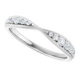 Platinum Round Natural Diamond Pinched Contour Band - view 5