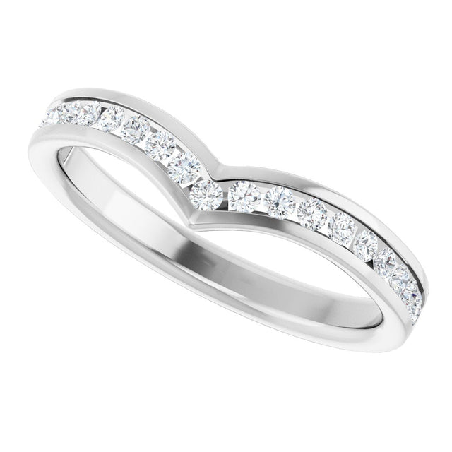 14K Gold Round Lab-Grown Diamond Channel-Set V Contour Band - White Gold - view 5