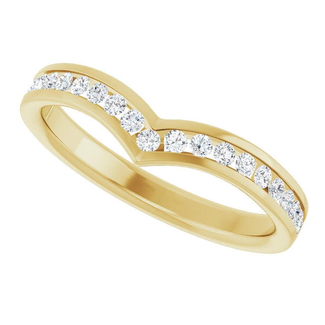 14K Gold Round Lab-Grown Diamond Channel-Set V Contour Band - Yellow Gold - view 5