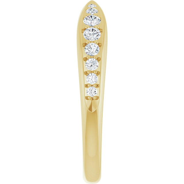 14K Gold Round Lab-Grown Diamond Pinched Contour Band - Yellow Gold - view 4