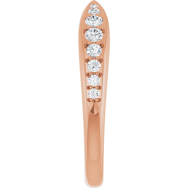 14K Gold Round Lab-Grown Diamond Pinched Contour Band - Rose Gold - view 4