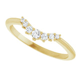 14K Gold Round Natural Diamond Accented Contour Band – 2.2-3.5mm Stones - Yellow Gold - view 5
