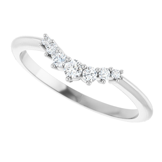 14K Gold Round Natural Diamond Accented Contour Band – 2.2-3.5mm Stones - White Gold - view 5