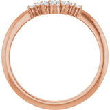 14K Gold Round Natural Diamond Accented Contour Band – 2.2-3.5mm Stones - Rose Gold - view 2