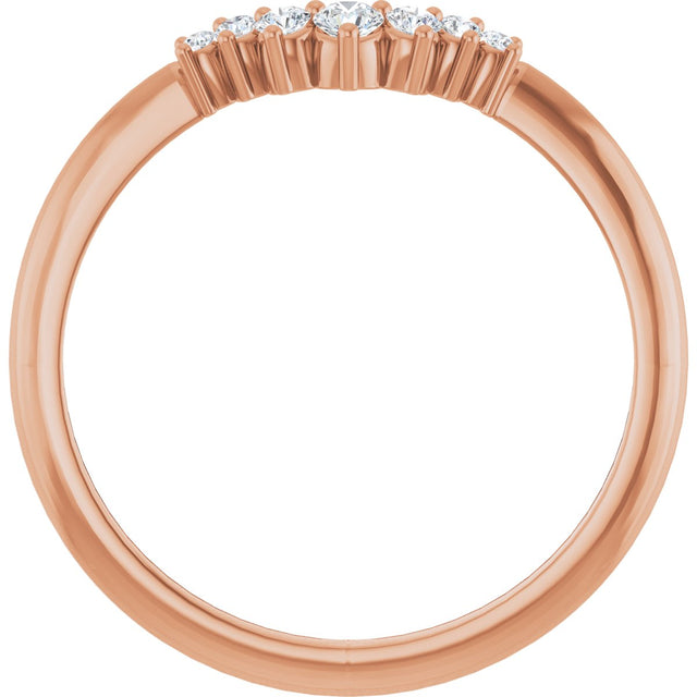 14K Gold Round Natural Diamond Accented Contour Band – 2.2-3.5mm Stones - Rose Gold - view 2
