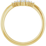 14K Gold Round Natural Diamond Accented Contour Band – 2.2-3.5mm Stones - Yellow Gold - view 2