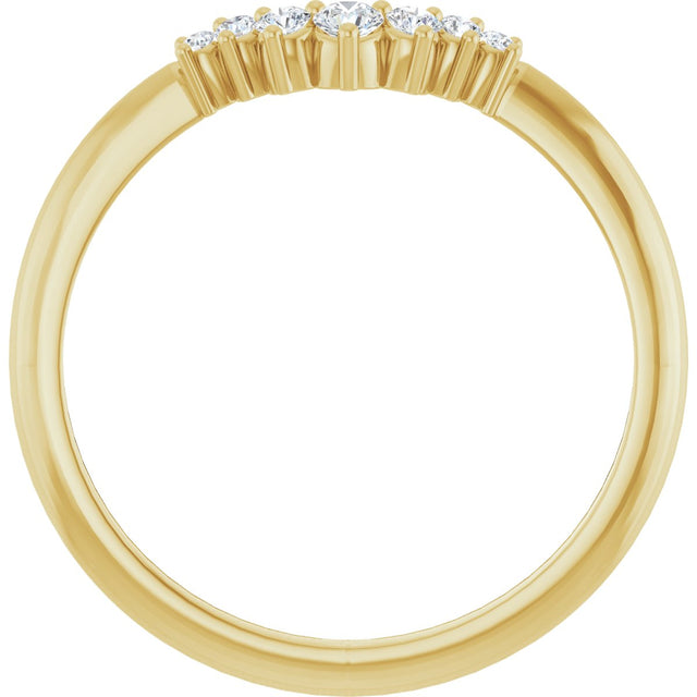 14K Gold Round Natural Diamond Accented Contour Band – 2.2-3.5mm Stones - Yellow Gold - view 2