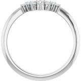 14K Gold Round Natural Diamond Accented Contour Band – 2.2-3.5mm Stones - White Gold - view 2
