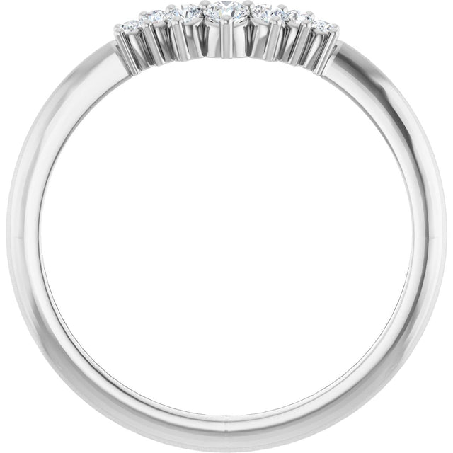 14K Gold Round Natural Diamond Accented Contour Band – 2.2-3.5mm Stones - White Gold - view 2