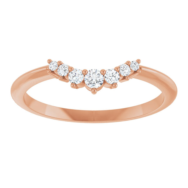 14K Gold Round Natural Diamond Accented Contour Band – 2.2-3.5mm Stones - Rose Gold - view 3