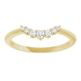 14K Gold Round Natural Diamond Accented Contour Band – 2.2-3.5mm Stones - Yellow Gold - view 3