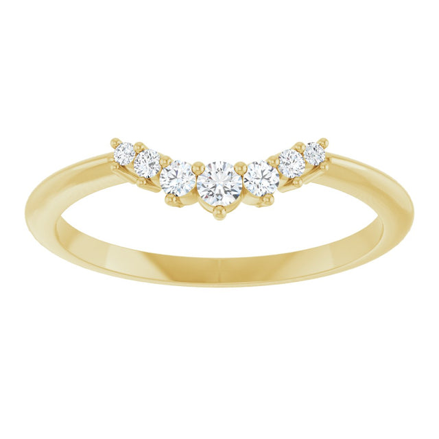 14K Gold Round Natural Diamond Accented Contour Band – 2.2-3.5mm Stones - Yellow Gold - view 3