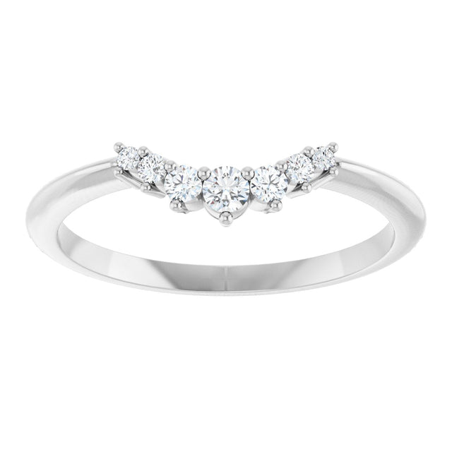 14K Gold Round Natural Diamond Accented Contour Band – 2.2-3.5mm Stones - White Gold - view 3