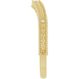 14K Gold Round Natural Diamond Beaded Wheat Pattern Contour Band - Yellow Gold - view 4