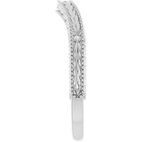 14K Gold Round Natural Diamond Beaded Wheat Pattern Contour Band - White Gold - view 4