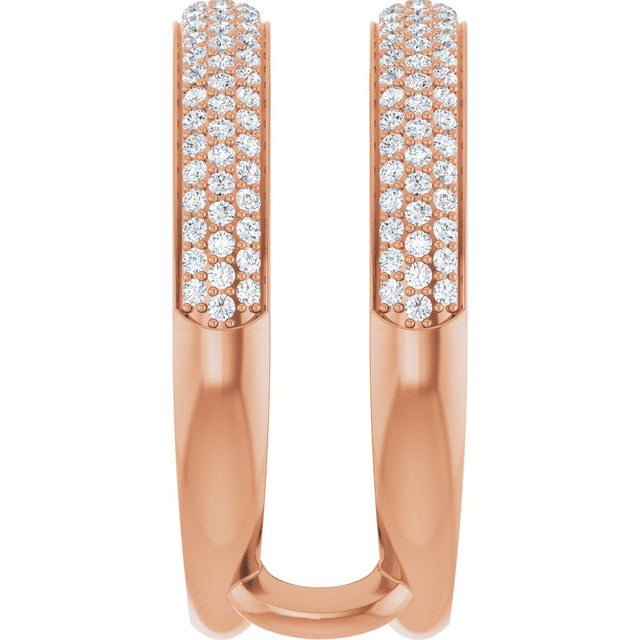 14K Gold Round Natural Diamond Pavé-Style Ring Guard - Rose Gold - view 4