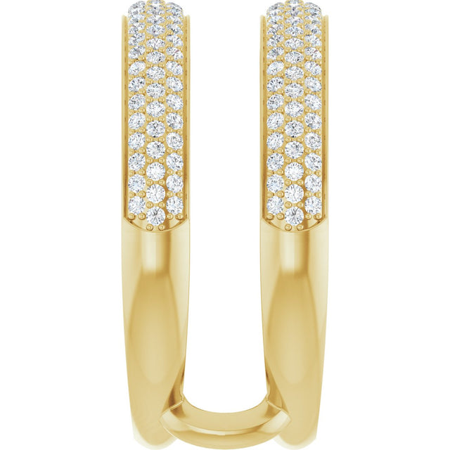 14K Gold Round Natural Diamond Pavé-Style Ring Guard - Yellow Gold - view 4