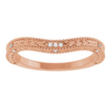 14K Gold Round Natural Diamond Beaded Wheat Pattern Contour Band - Rose Gold - view 3