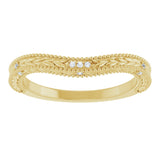 14K Gold Round Natural Diamond Beaded Wheat Pattern Contour Band - Yellow Gold - view 3