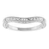 Platinum Round Natural Diamond Beaded Wheat Pattern Contour Band - view 3