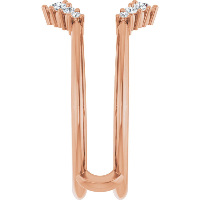 14K Gold Round Natural Diamond Ring Guard – 2.2-3.5mm Stones - Rose Gold - view 4