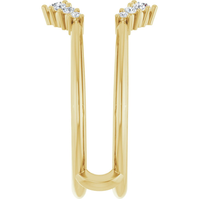 14K Gold Round Natural Diamond Ring Guard – 2.2-3.5mm Stones - Yellow Gold - view 4